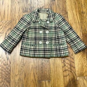 DKNY Jeans Brown, Green and Tan Houndstooth Jacket Blazer size S Petite NWOT